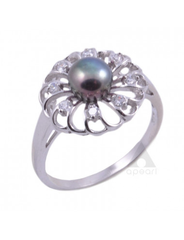 Srebrny pierścionek z perłą Biwa R01796S