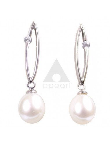 Srebrne kolczyki z perłami Biwa YA-E420