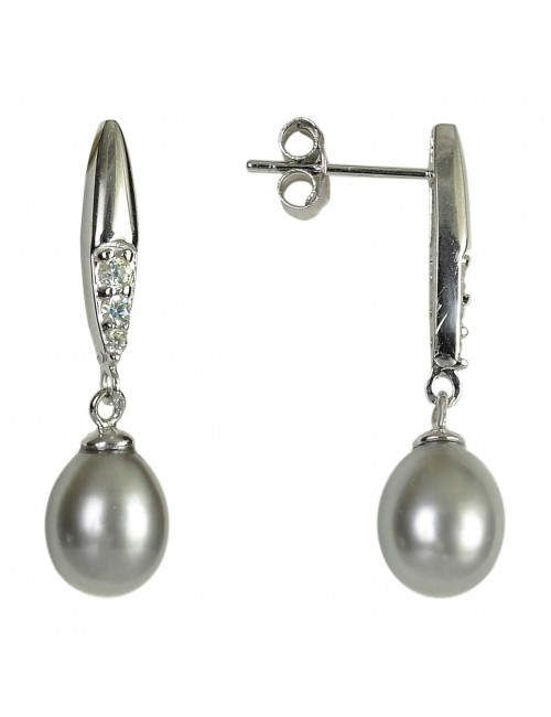 Srebrne kolczyki z perłami Biwa YA-E658