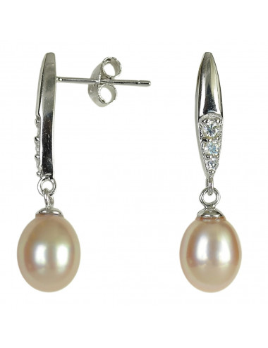 Srebrne kolczyki z perłami Biwa YA-E658