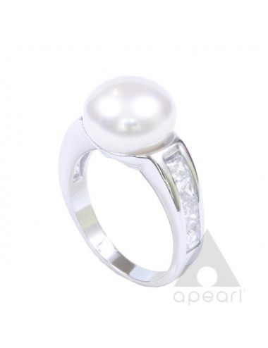 Srebrny pierścionek z perłą Biwa R1389S