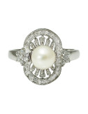 Srebrny pierścionek z perłą Biwa R1804S