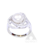 Srebrny pierścionek z perłą Biwa R1801S