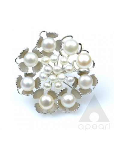 Srebrny pierościonek z perłami BIWA P003