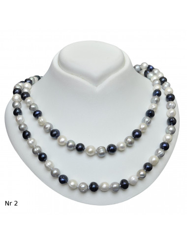 String composed of white, gray and dark freshwater pearls NO89