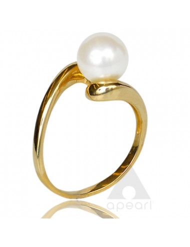 Złoty pierścionek z perłą Biwa FR124995G