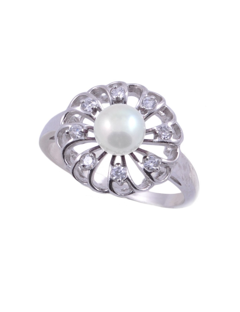 Srebrny pierścionek z perłą Biwa R01796S