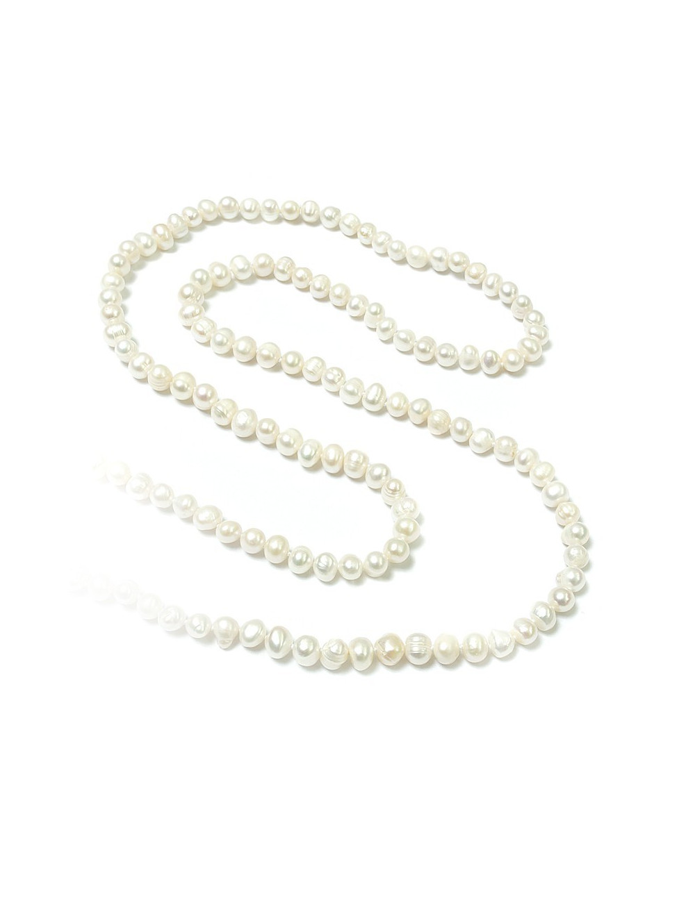 String of white freshwater pearls Biwa NO078