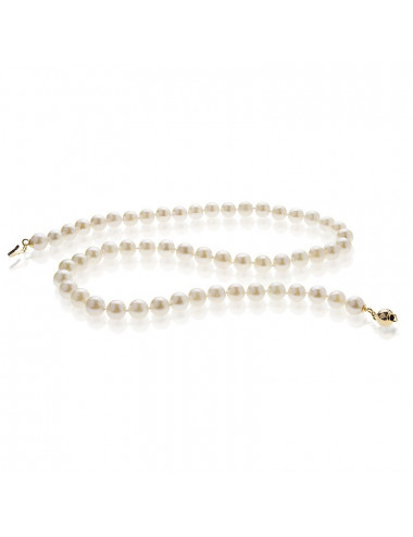 High lustre white round Akoya pearls necklace with gold clasp Nm0657G32
