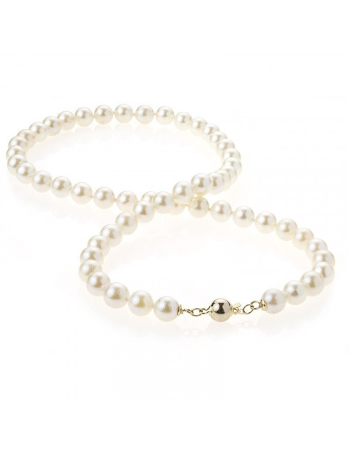 High lustre white round Akoya pearls necklace with gold clasp Nm0657G32