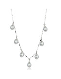 Srebrny łańcuszek z białymi perłami Biwa YA022R67S
