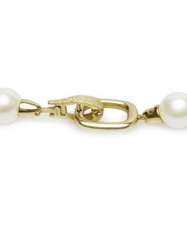 Naszyjnik z dużych, perłowo-białych pereł South Sea ze złotym zapięciem z diamentowaniem N10125G8