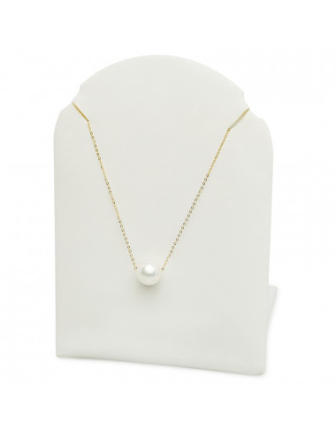 Złoty, delikatny łańcuszek z białą, okrągłą perłą LAN995G