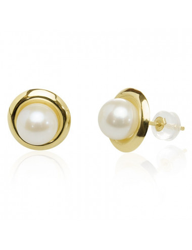Golden Earrings with Pearls GE581ZZG