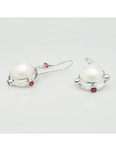 Silver Mabe Pearl Earrings KMB2218S