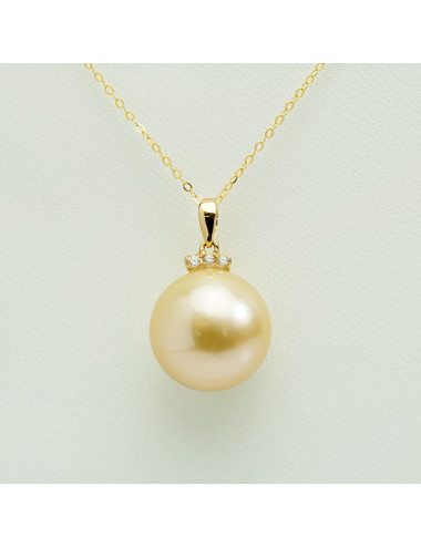 Gold Chain with South Sea Pearl and 3 Zircons LAN23SC18G