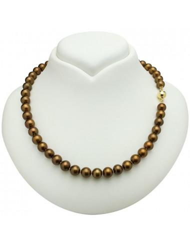 Brown pearl necklace with gold ball clasp NO885G3
