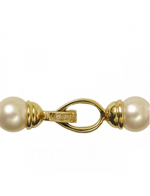 Akoya pearl necklace with gold clasp decorated with diamonds Nm758G6085