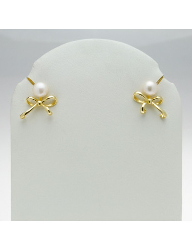 Sterling Silver Earrings Gold Plated with Pearls KSG775