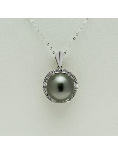 White gold chain with pendant with Tahiti Pearl and 36 diamonds LAN125TWG