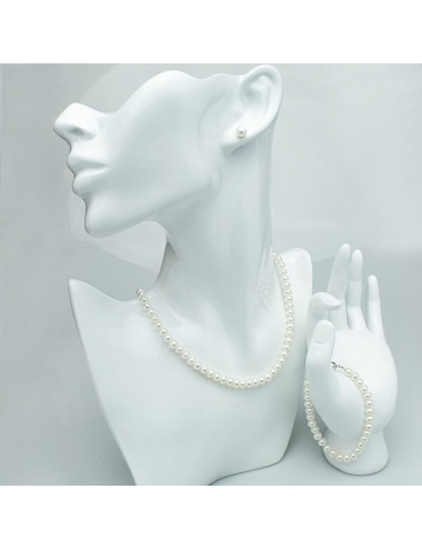 Srebrny Komplet Biżuterii z Pereł K67S3
