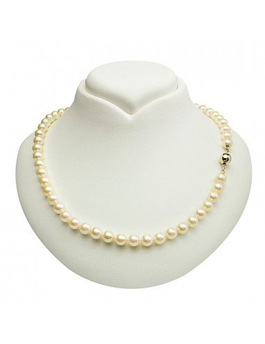 Necklace of shimmering ecru-colored Akoya pearls NA0775G