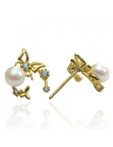 Silver gold-plated pearl earrings KSG56S
