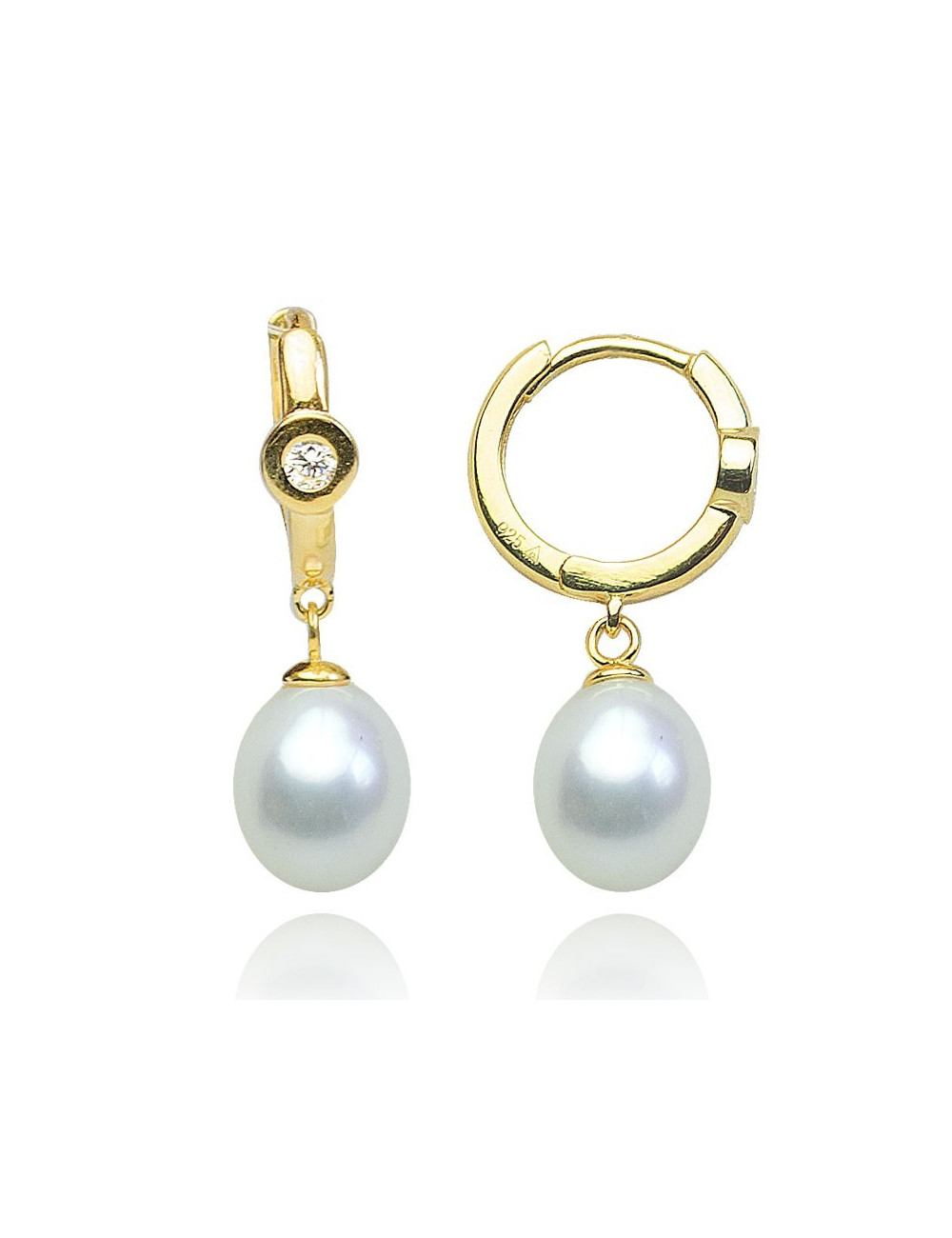 Silver earrings with white pearls KYA1668S