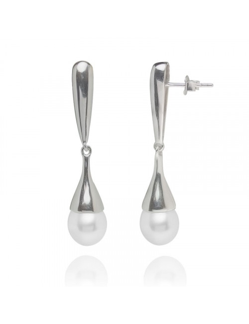 Silver earrings with genuine pearls E0569S