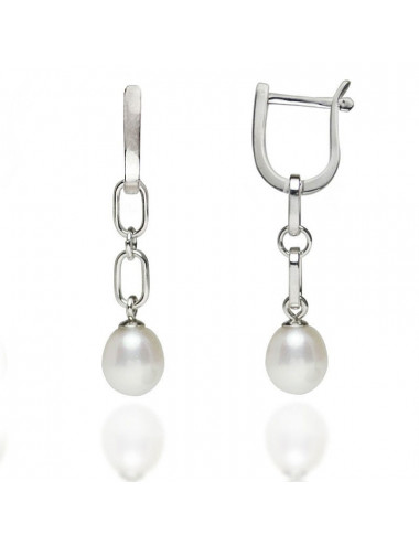 Silver earrings with white pearls KZA78S