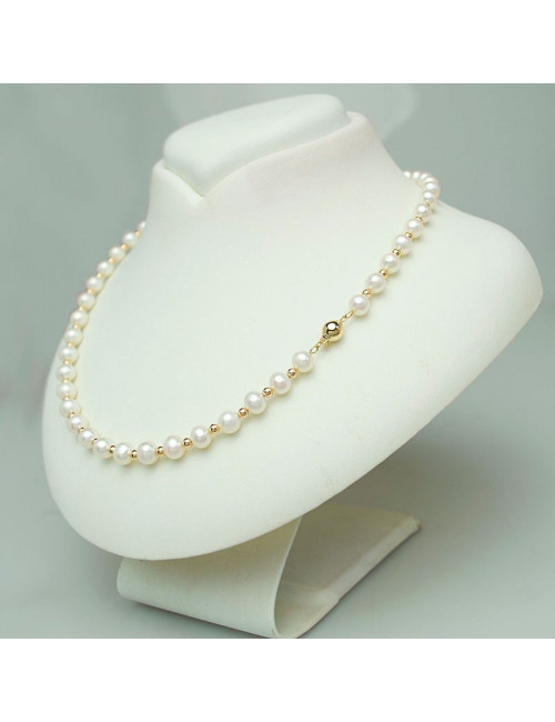 Gold necklace with pearls N6065KUS3