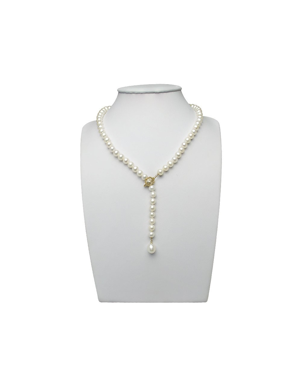 Gold pearl necklace with decorative clasp NO7580G