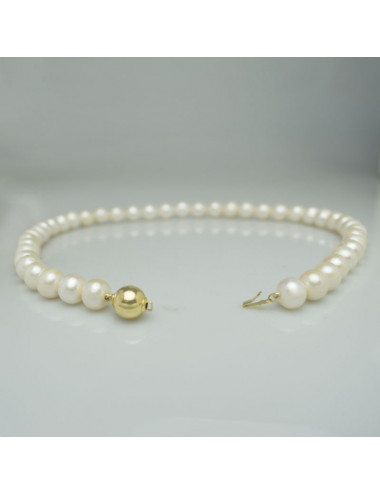 Large white pearl necklace with gold ball clasp NO95105G3