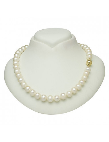 Large white pearl necklace with gold ball clasp NO95105G3