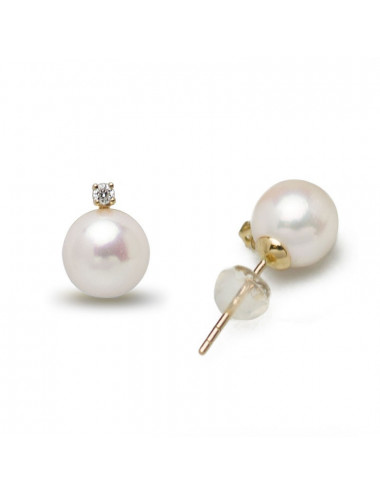 Gold earrings with Akoya pearls KGE064G