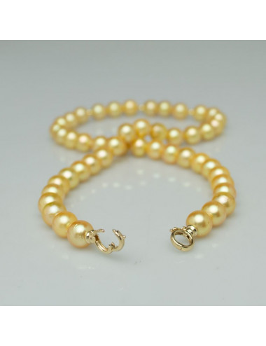 Gold Akoya pearl necklace with snap clasp NM8085