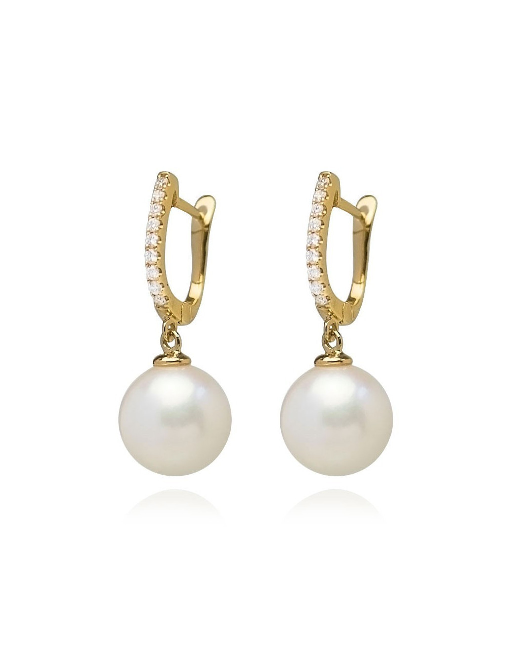 Złote kolczyki z perłami perłami i diamentami K9510G
