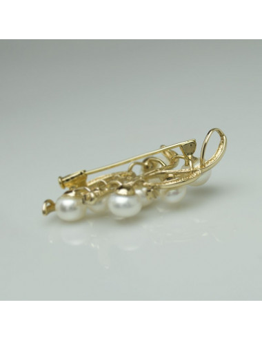 Gold brooch with pearls IP0621G