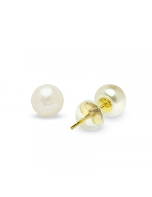 Gold-plated earrings with white pearls K67SGP