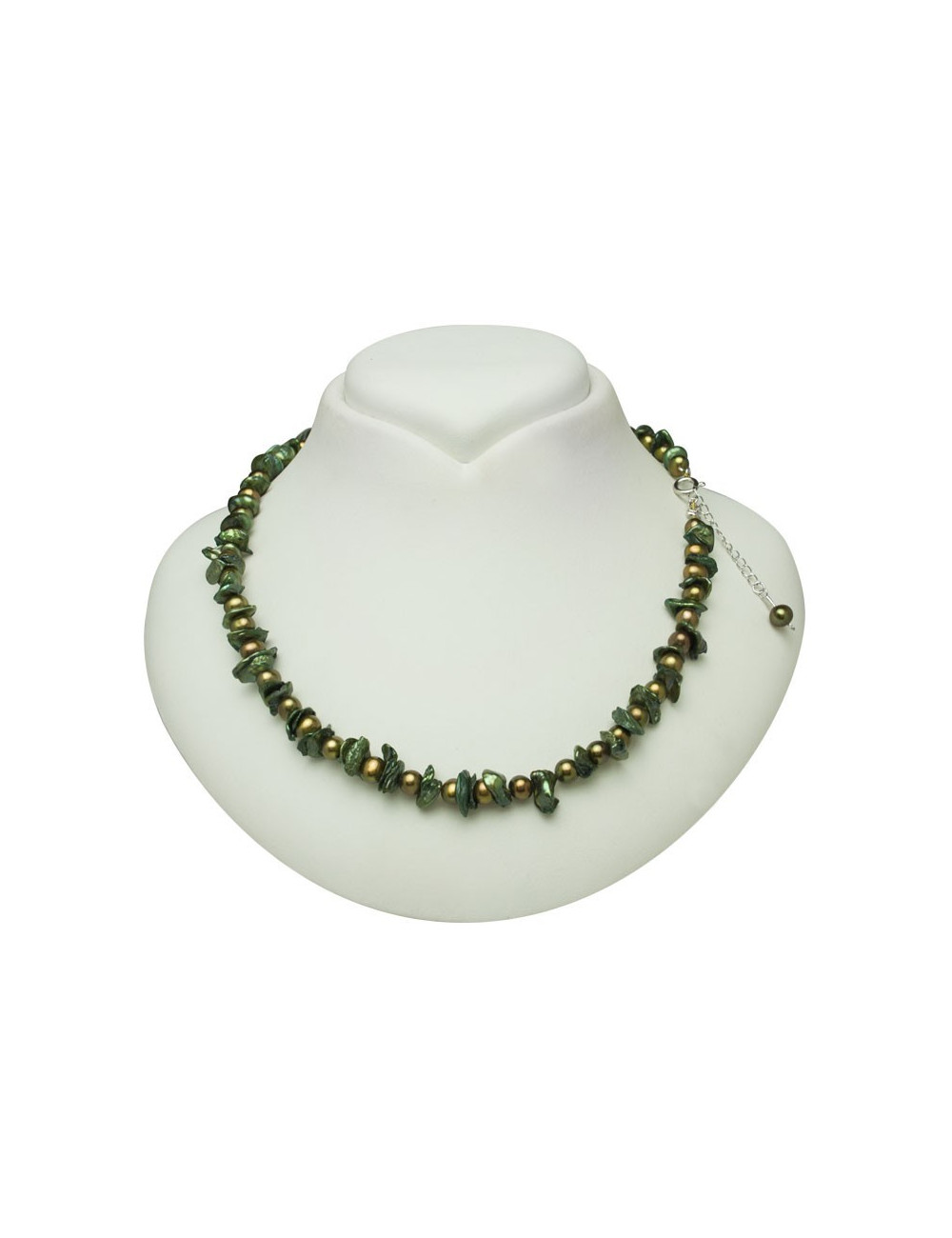 Necklace with pearls in a green shade NŁU5060S1