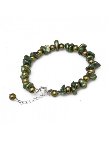 Bracelet with green tones pearls BŁU5060S1