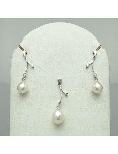 Srebrny komplet z perłami KK490885S