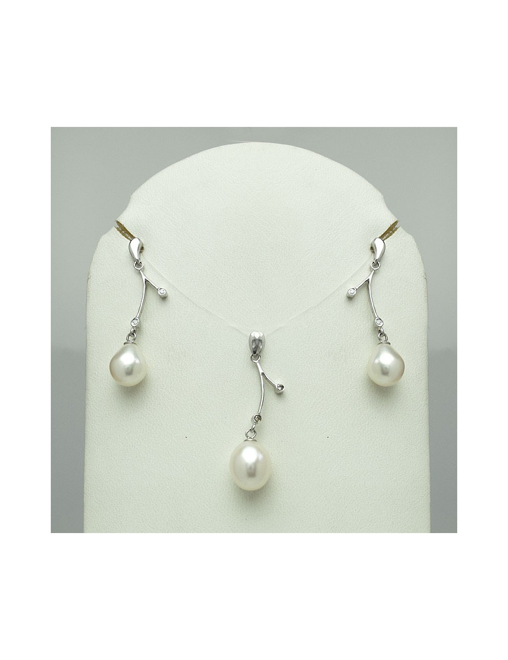 Srebrny komplet z perłami KK490885S