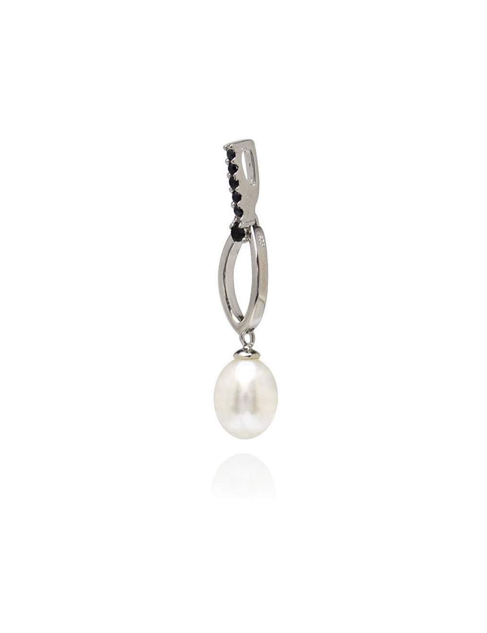 Shiny silver pendant with pearl W780S