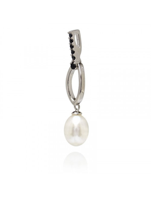Shiny silver pendant with pearl W780S