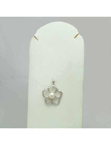 Flower-shaped silver pendant P0117S