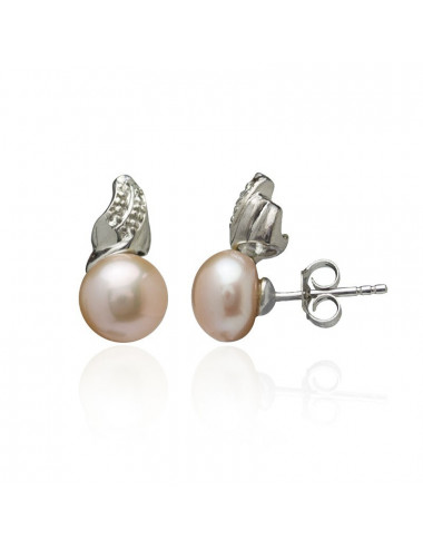 Silver earrings with pearls SE0017AS