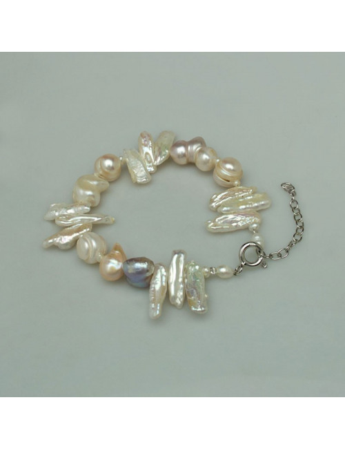 Srebrna bransoletka z unikalnych pereł BBŁUPS1