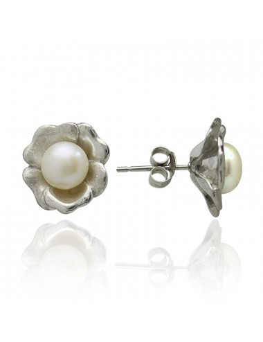 Silver earrings with pearls FE10852S