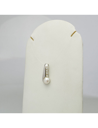 Silver pendant with pearl and zircons WY1565